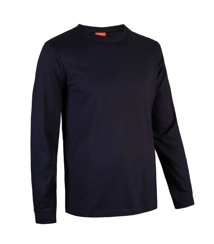 Polera corporativa azul de manga larga 100% algodón con protección UV